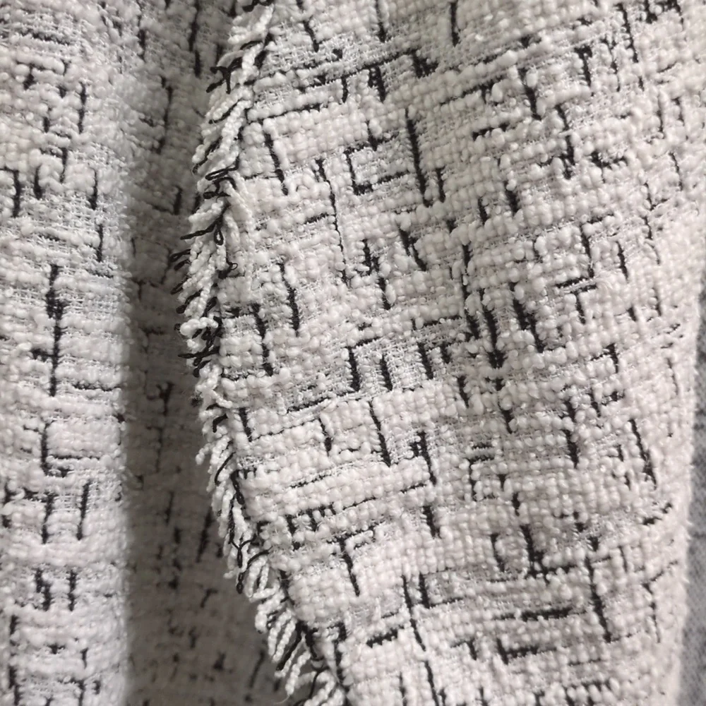 Max studio white & black open front blazer with fringe edging - Picture 9 of 15